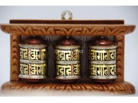 3 in 1 Tibetan Prayer Wheel 7 Inch Tabletop Wall Hanging