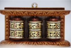 3 in 1 Tibetan Prayer Wheel 7 Inch Tabletop Wall Hanging