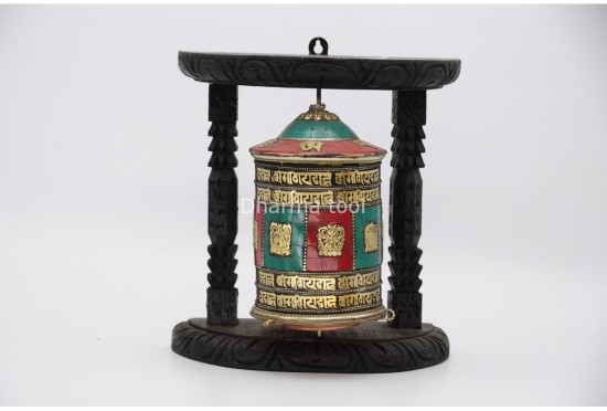 9-Inch Wall Hanging Tibetan Prayer Wheel – Eight Lucky Symbols