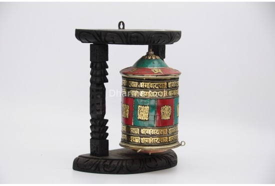 9-Inch Wall Hanging Tibetan Prayer Wheel – Eight Lucky Symbols