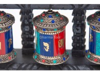 3 in 1 Tabletop Wall Hanging Tibetan Prayer Wheel with Stones Handmade in Nepal