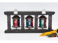 3 in 1 Tabletop Wall Hanging Tibetan Prayer Wheel with Stones Handmade in Nepal