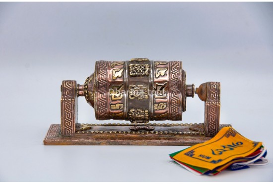 Wall Mounting Copper Prayer Wheel Handmade in Nepal Tibetan Dharma Wheel