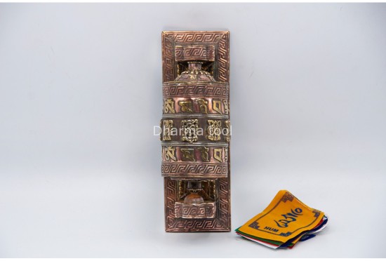 Wall Mounting Copper Prayer Wheel Handmade in Nepal Tibetan Dharma Wheel