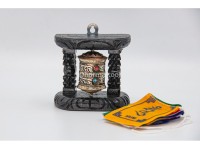 Small Wall Hanging Tibetan Prayer Wheel with Wooden Frame