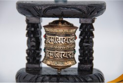 Small Wall Hanging Tibetan Prayer Wheel with Wooden Frame