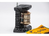 Small Wall Hanging Tibetan Prayer Wheel with Wooden Frame