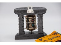 Small Wall Hanging Tibetan Prayer Wheel with Wooden Frame