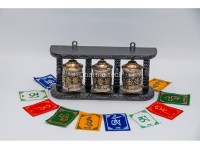 3 in 1 Tabletop Wall Hanging Tibetan Prayer Wheel with Stones