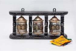 3 in 1 Tabletop Wall Hanging Tibetan Prayer Wheel with Stones