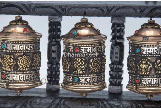 3 in 1 Tabletop Wall Hanging Tibetan Prayer Wheel with Stones