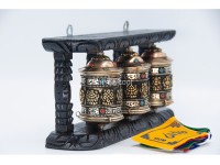 3 in 1 Tabletop Wall Hanging Tibetan Prayer Wheel with Stones