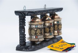 3 in 1 Tabletop Wall Hanging Tibetan Prayer Wheel with Stones
