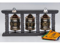 3 in 1 Tabletop Wall Hanging Tibetan Prayer Wheel with Stones