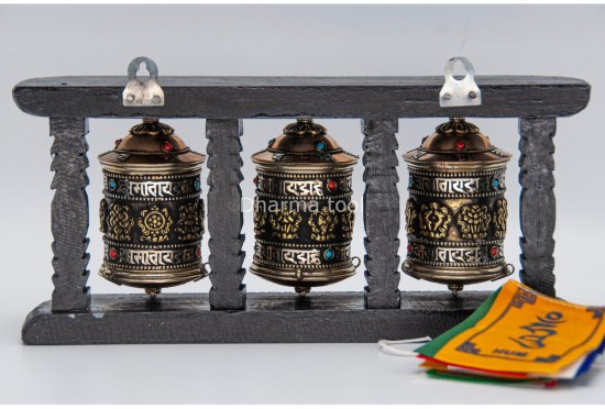 3 in 1 Tabletop Wall Hanging Tibetan Prayer Wheel with Stones