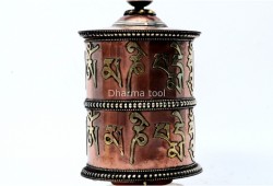 10 Inch Table Top Tibetan Dharma Wheel Two Line Mantra