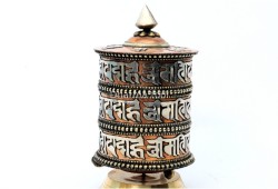 10 Inch Table Top Tibetan Dharma Wheel Three Line Mantra