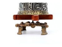 14 Inch Tabletop Tibetan Prayer Wheel Austamangal Symbol