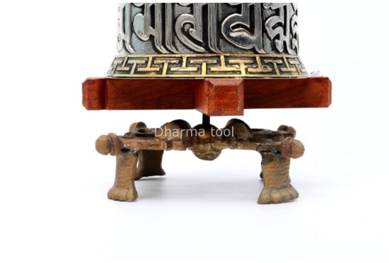 14 Inch Tabletop Tibetan Prayer Wheel Austamangal Symbol