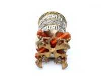 14 Inch Tabletop Tibetan Prayer Wheel Austamangal Symbol