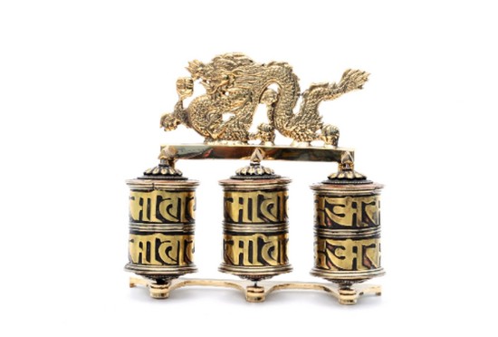 8 Inch Dragon Prayer Wheel Tabletop Wall Hanging