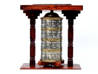 15-Inch Pagoda-Style Tibetan Prayer Wheel with Incense Burner