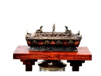 15-Inch Pagoda-Style Tibetan Prayer Wheel with Incense Burner