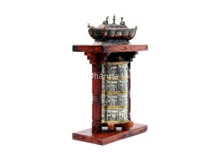 15-Inch Pagoda-Style Tibetan Prayer Wheel with Incense Burner