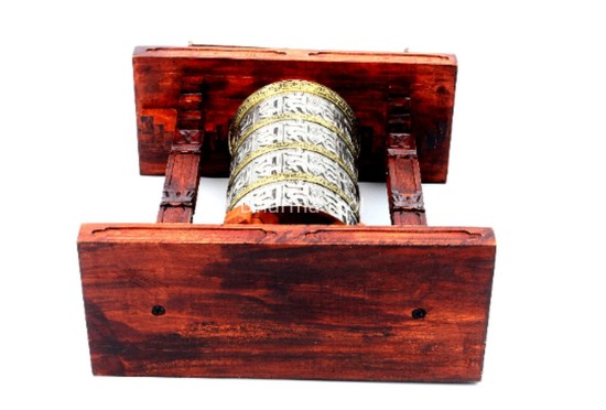 15-Inch Pagoda-Style Tibetan Prayer Wheel with Incense Burner