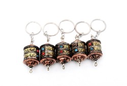 Set of 5 Tibetan Prayer Wheel Key Rings