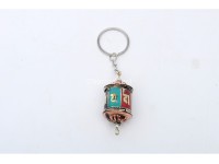 Stone Inlaid Tibetan Prayer Wheel Key Ring Set of 5