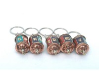 Stone Inlaid Tibetan Prayer Wheel Key Ring Set of 5