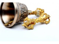 Handmade Tibetan Bell and Dorje Set – Gold-Plated & Mantra Blessed