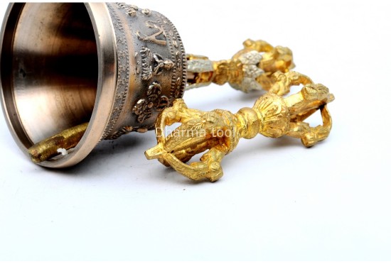 Handmade Tibetan Bell and Dorje Set – Gold-Plated & Mantra Blessed