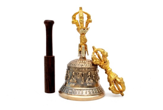 Handmade Tibetan Bell and Dorje Set – Gold-Plated & Mantra Blessed