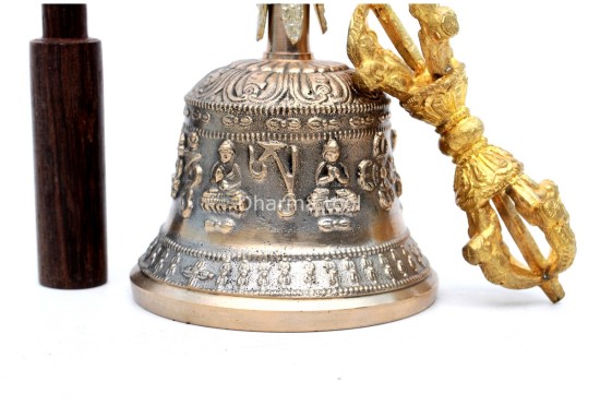 Handmade Tibetan Bell and Dorje Set – Gold-Plated & Mantra Blessed