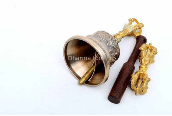 Handmade Tibetan Bell and Dorje Set – Gold-Plated & Mantra Blessed