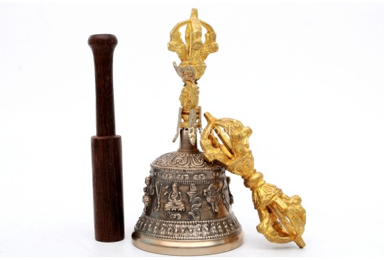 6 Inch Tibetan Bell and Dorje Set Handmade in Nepal