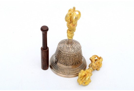 7 Inch Tibetan Bell and Dorje Set Handmade in Nepal