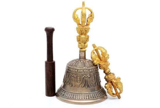 7 Inch Tibetan Bell and Dorje Set Handmade in Nepal