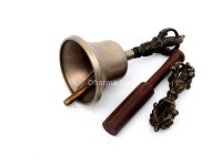 5.5 Inch Bronze Tibetan Bell and Dorje Set Handmade in Nepal