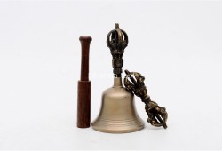 5.5 Inch Bronze Tibetan Bell and Dorje Set Handmade in Nepal