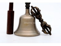 5.5 Inch Bronze Tibetan Bell and Dorje Set Handmade in Nepal
