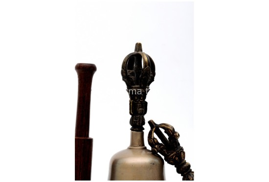 5.5 Inch Bronze Tibetan Bell and Dorje Set Handmade in Nepal