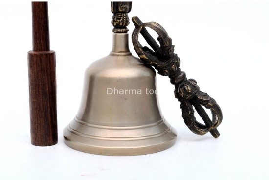 6 Inch Bronze Tibetan Bell and Dorje Set Handmade in Nepal