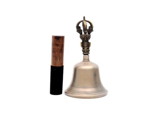 7 Inch Bronze Tibetan Bell and Dorje Set Handmade in Nepal