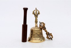 5 Inch Brass Tibetan Bell and Dorje Set Handmade in Nepal
