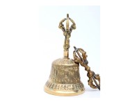 5 Inch Brass Tibetan Bell and Dorje Set Handmade in Nepal