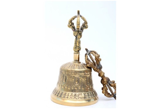 5 Inch Brass Tibetan Bell and Dorje Set Handmade in Nepal