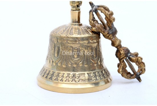 5 Inch Brass Tibetan Bell and Dorje Set Handmade in Nepal